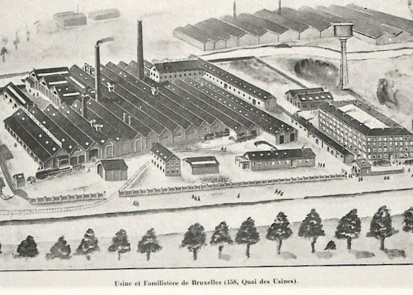 dessin de l'usine Godin située quai des usines, le long du canal