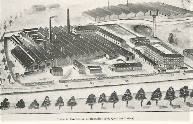 dessin de l'usine Godin située quai des usines, le long du canal