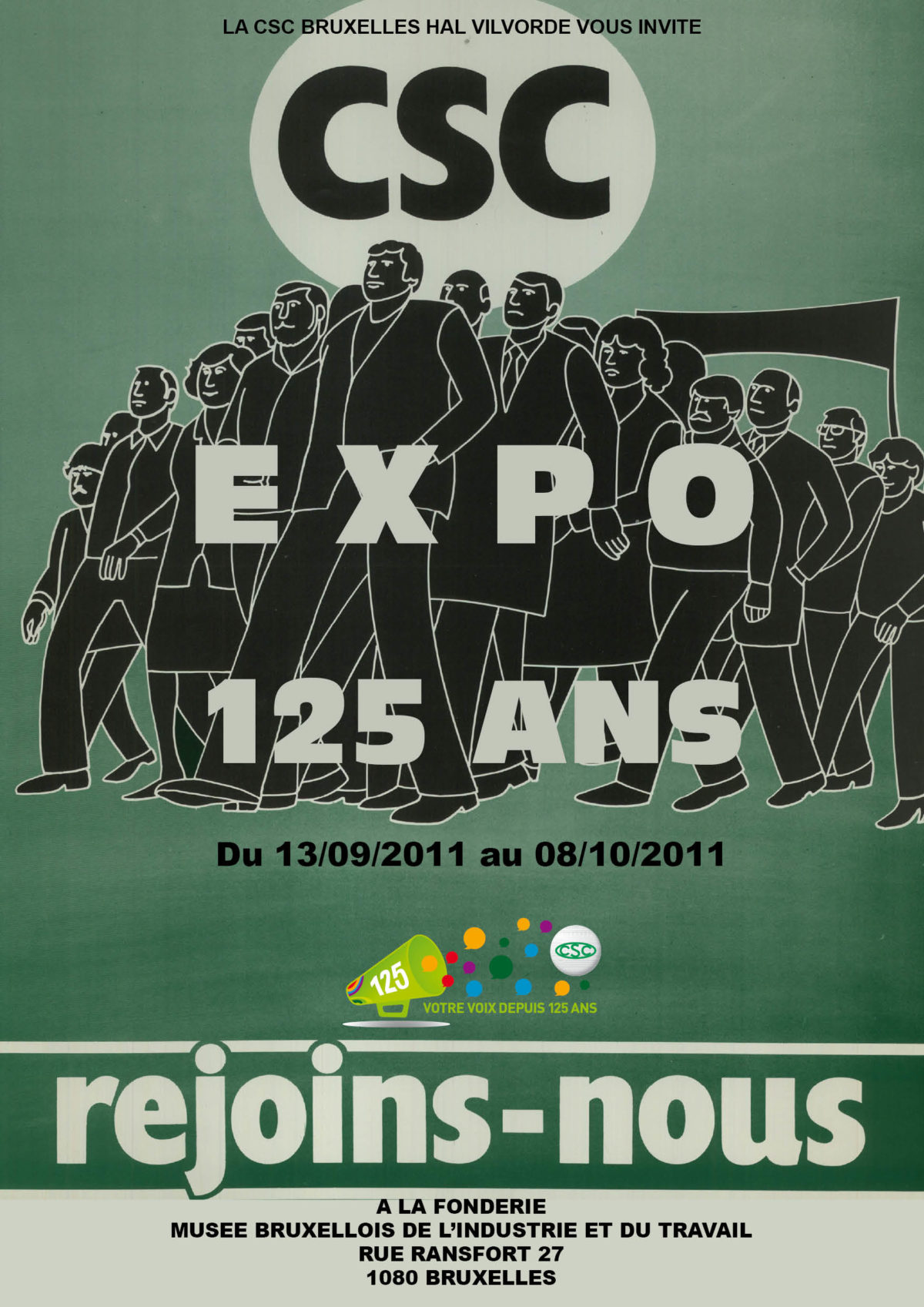 Affiche de l'exposition "les 125 ans de la CSC en images"