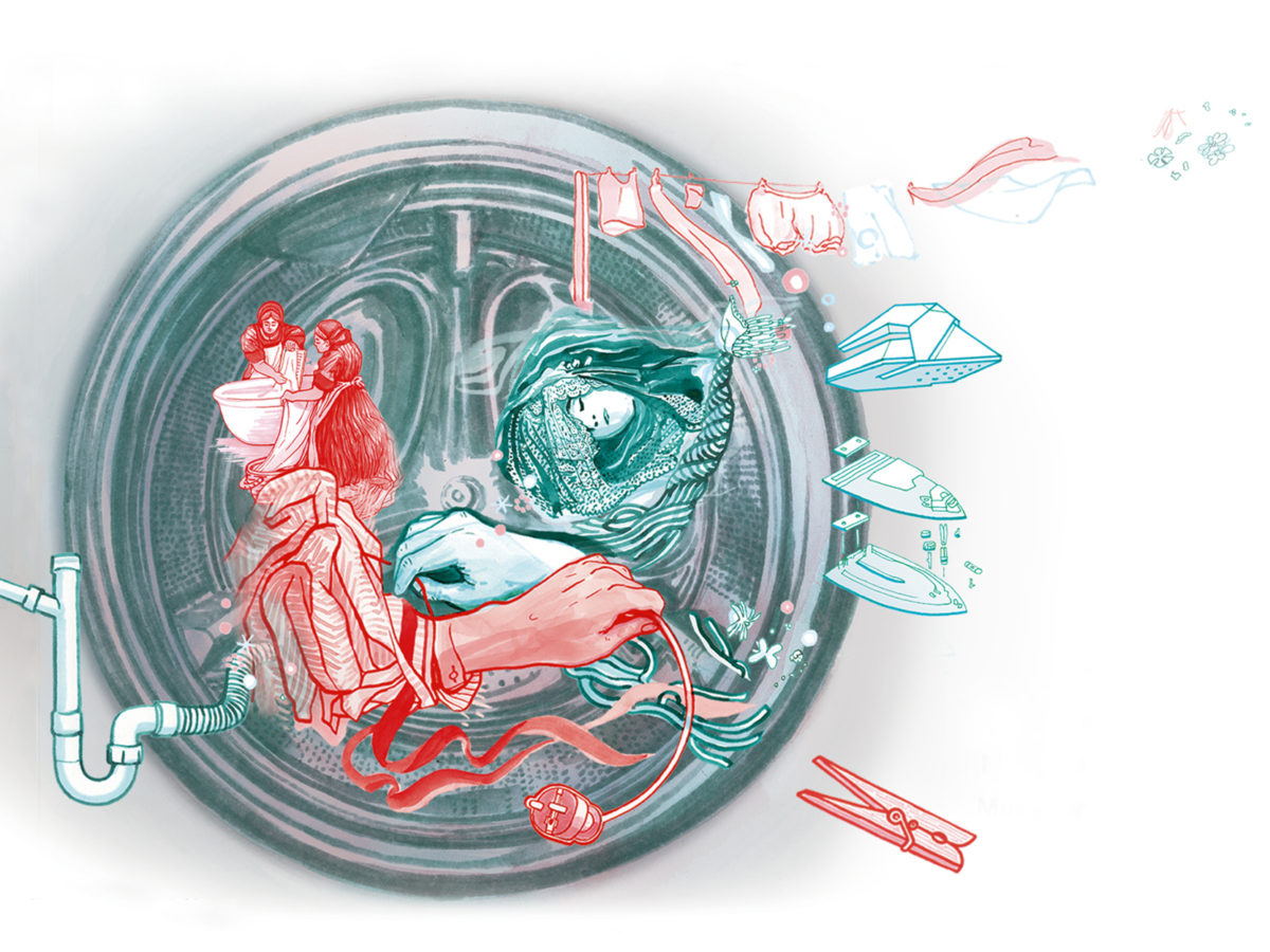 Illustration de l'exposition "Derrière le hublot, la lessive d'hier à demain"