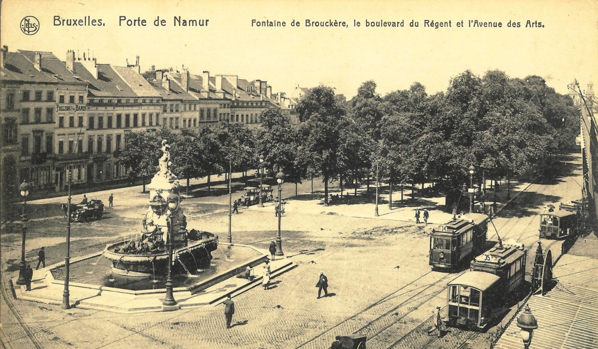 BRUXELLES, boulevard du Régent - porte de Namur, fontaine de Brouckère - DEXIA