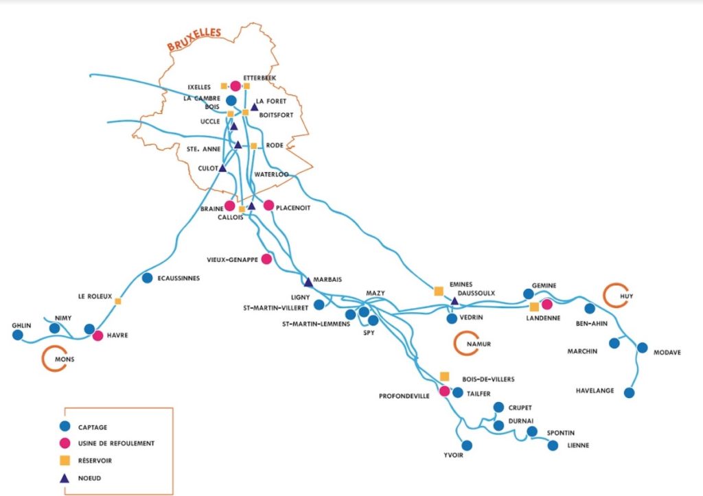 Les points de captage de Vivaqua en Wallonie et à Bruxelles